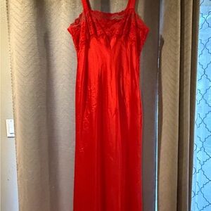 Valentino Scarlet Satin Lace Chemise